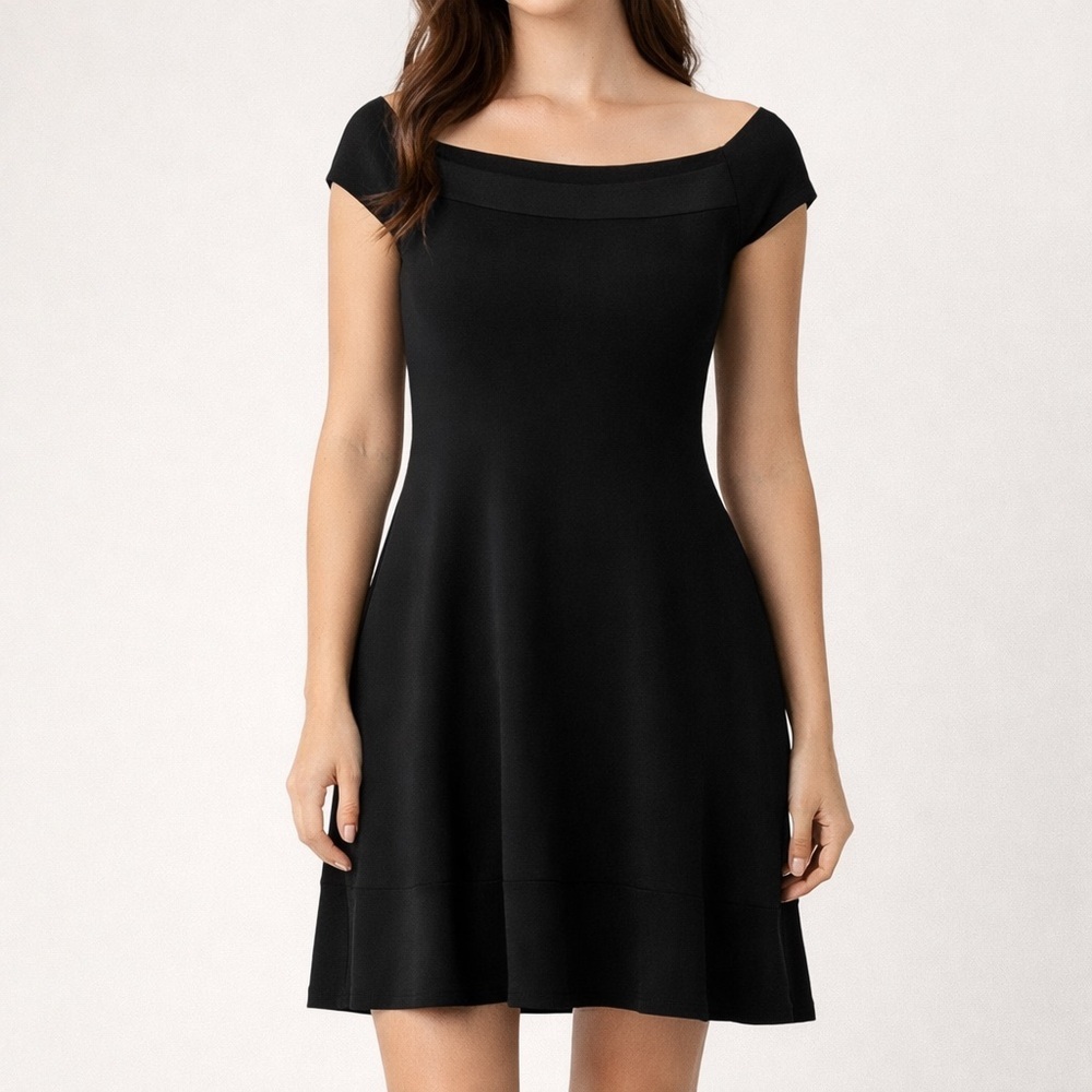 WHBM White House Black Market Black Flounce Hem Dress Size Medium